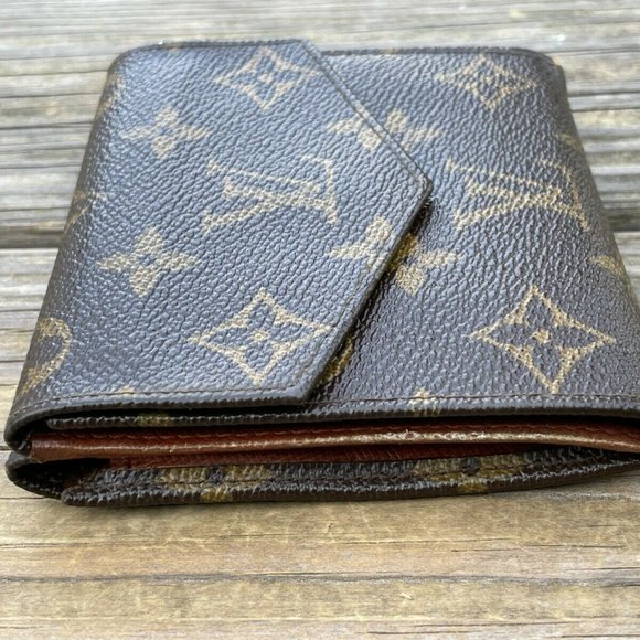 Vintage Louis Vuitton Wallet Bi Fold Brown Leather Designer Logo Purse Made in F - Picture 2 of 11